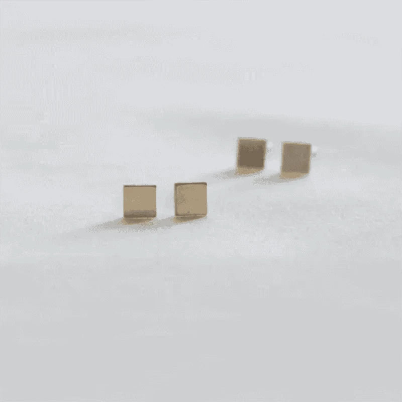 14K Gold Filled Square Stud Earrings, Tarnish Resistant-Default Title