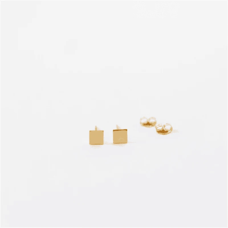 14K Gold Filled Square Stud Earrings, Tarnish Resistant-Default Title