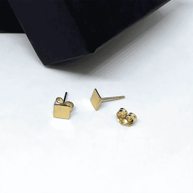 14K Gold Filled Square Stud Earrings, Tarnish Resistant-Default Title