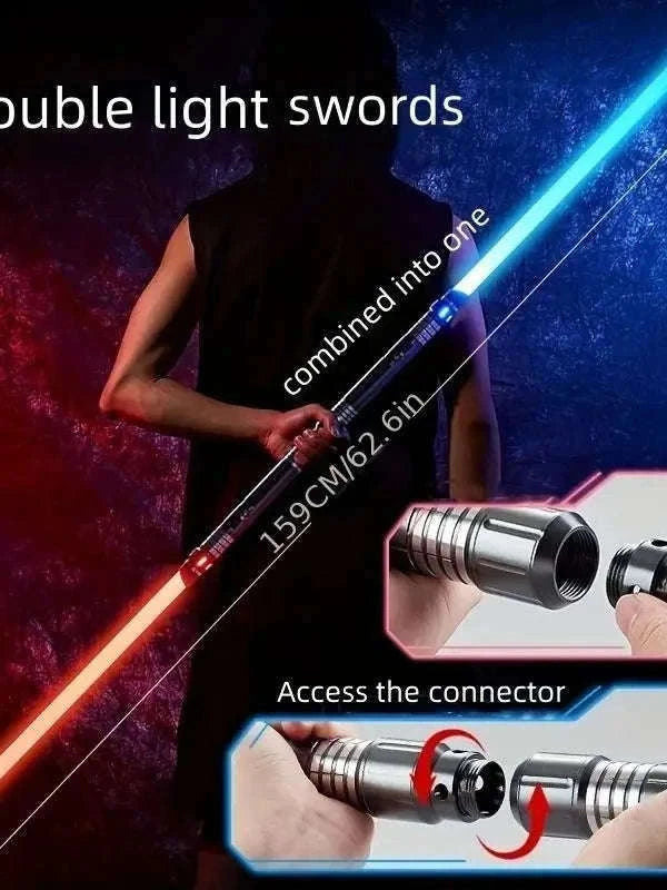 15-Color Light Up Saber Toy with Gravity Sensing Metal Handle-Black-2 Pack / United States