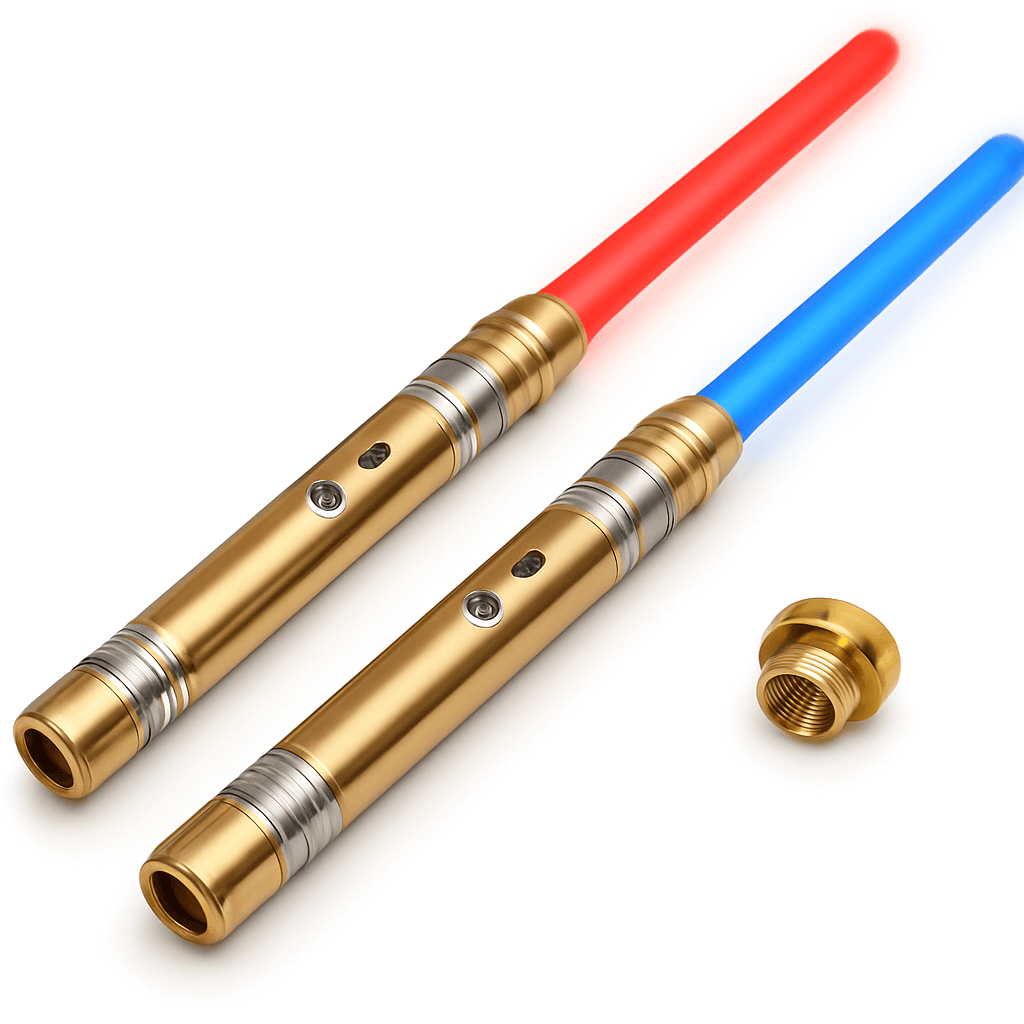 15-Color Light Up Saber Toy with Gravity Sensing Metal Handle-Black-2 Pack / United States