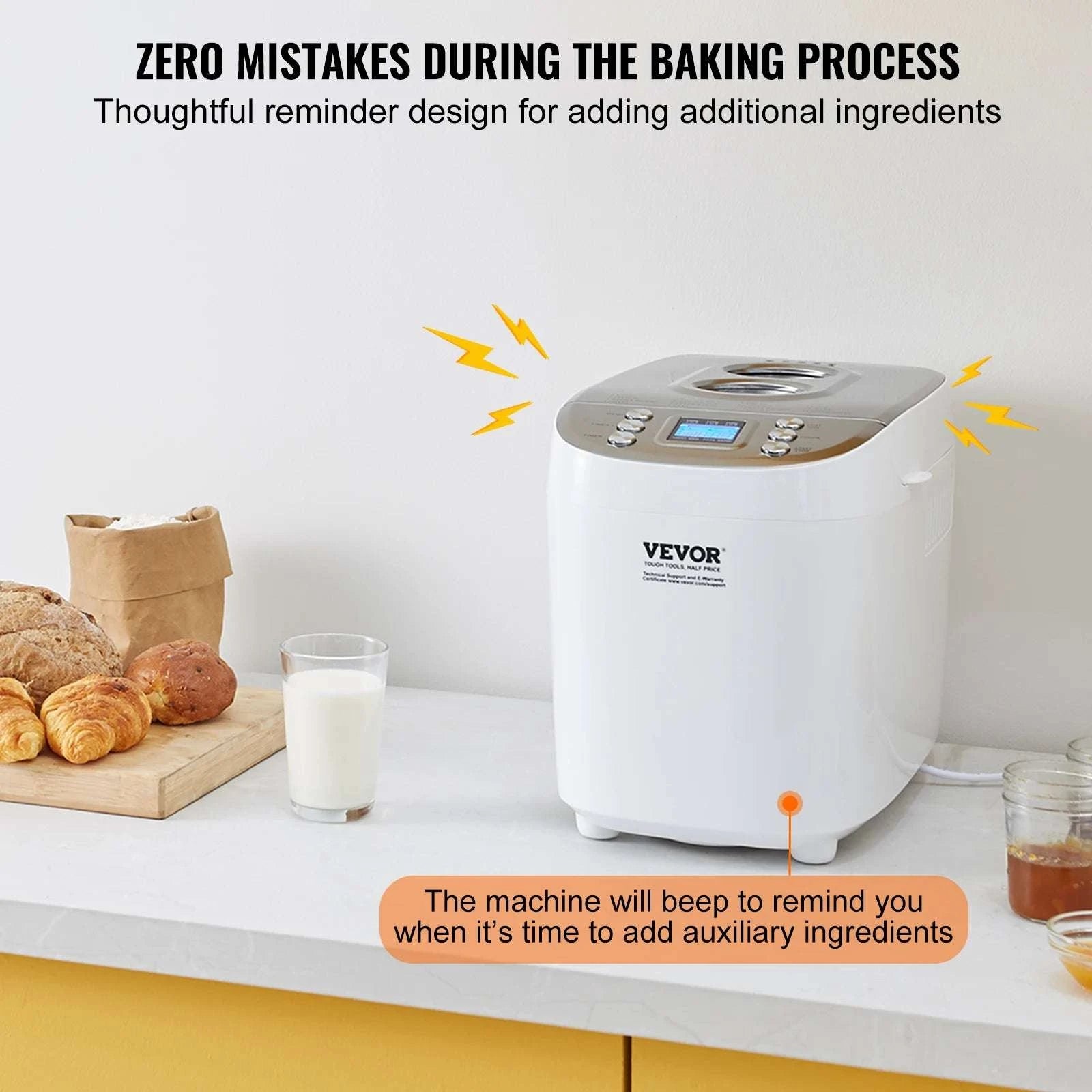 15-in-1 Automatic Bread Maker with Gluten-Free Setting & Timer-3lb950W / United States