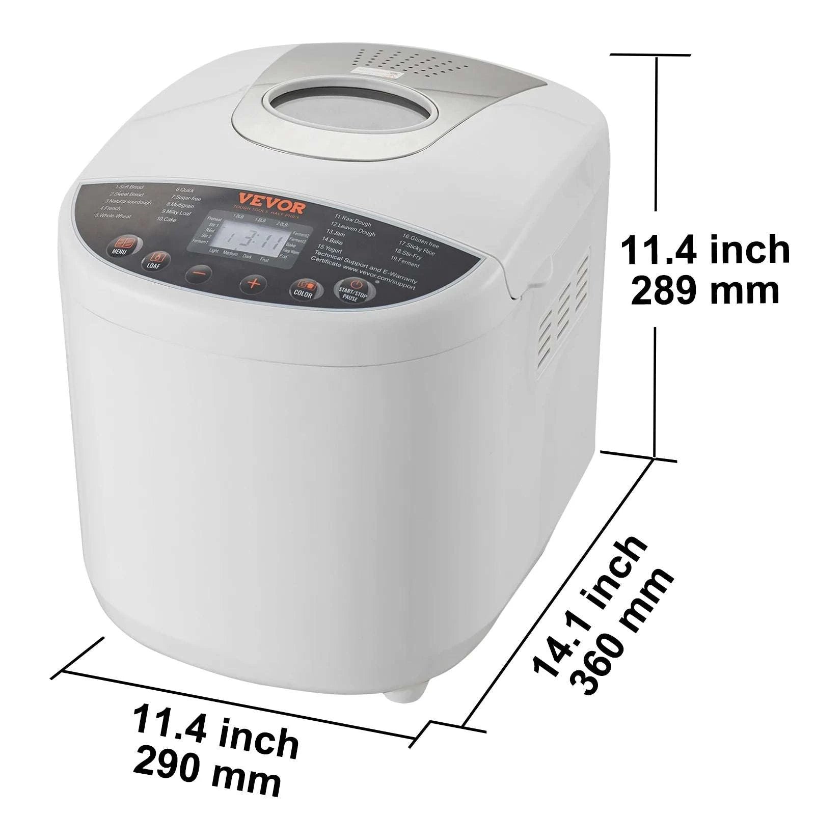 15-in-1 Automatic Bread Maker with Gluten-Free Setting & Timer-3lb950W / United States