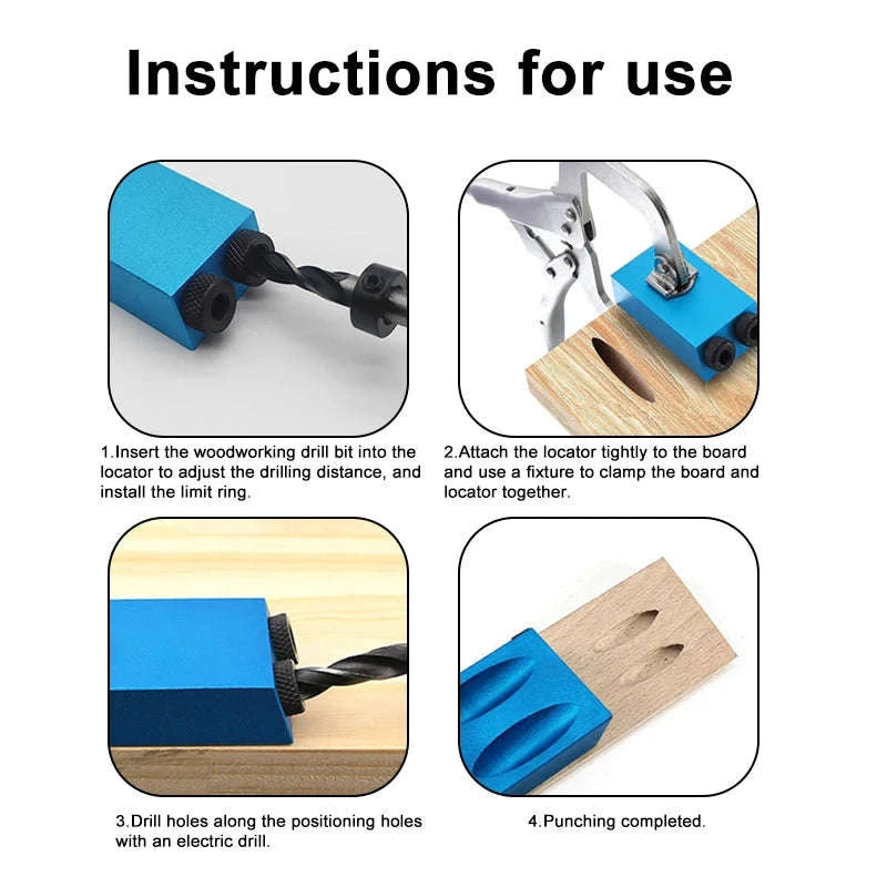 15° Inclined Hole Locator Woodworking Drill Guide Set-14pc set