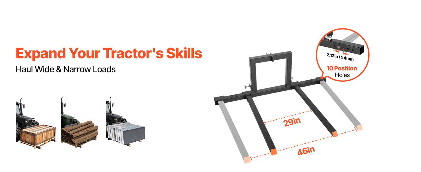 1500 lb 3-Point Hitch Pallet Forks 50in for CAT 1 Tractors-50in 1500lbs / United States