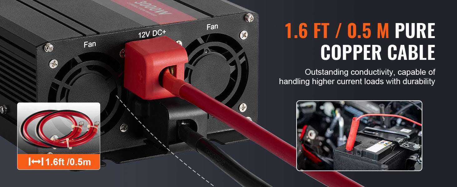 1500W–5000W Modified Sine Wave Power Inverter for Home & Travel-3000W LED Screen / United States