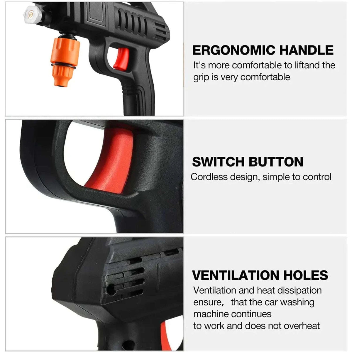1500W Cordless High Pressure Cleaner Washer for Cars and Outdoor Cleaning-2 Battery / Electric / spain