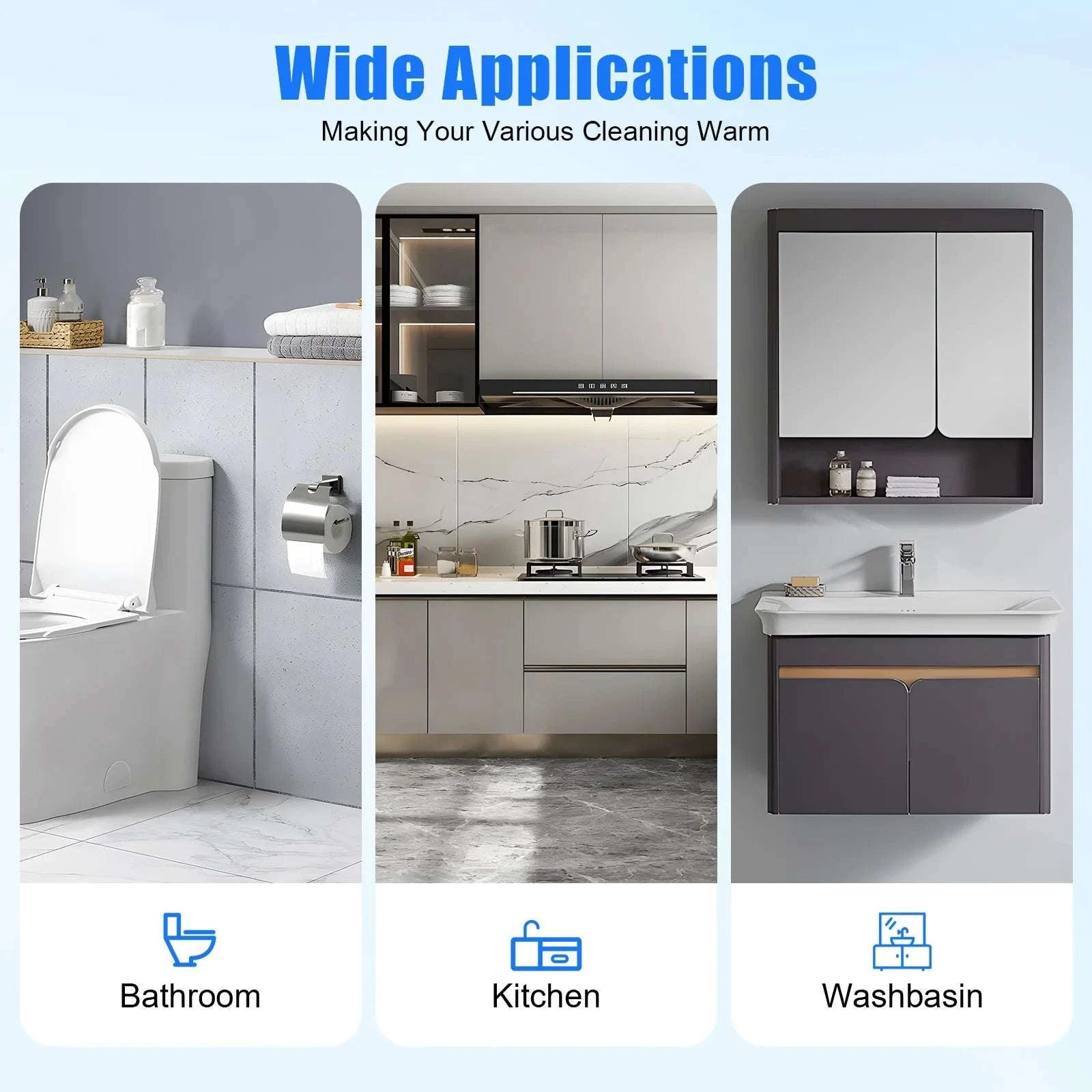 1500W Electric Water Heater with LED Display & Wall Mount Design-