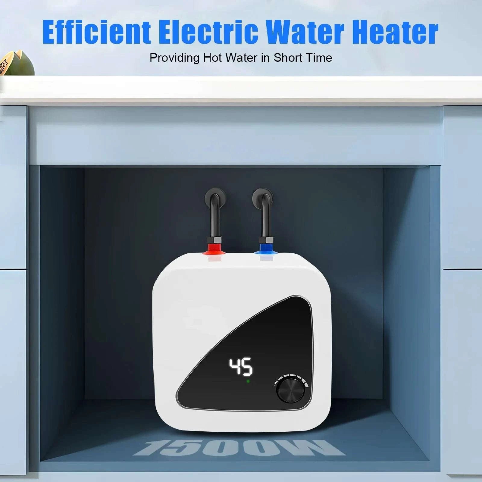 1500W Electric Water Heater with LED Display & Wall Mount Design-United States / WHITE / 110V