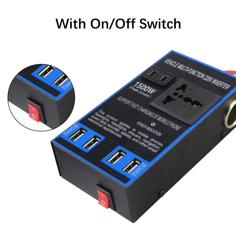 1500W Power Inverter 12V 24V to 110V 220V with USB-black