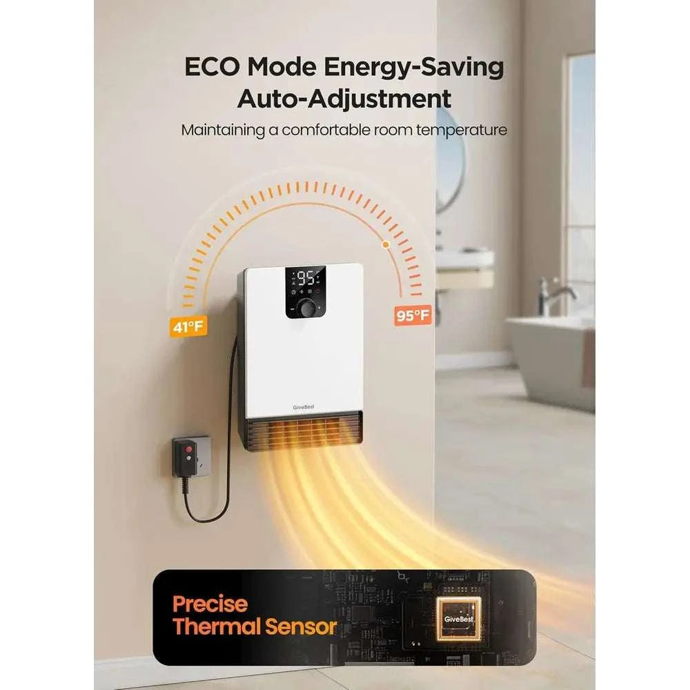 1500W Smart Wall Space Heater with WiFi, Thermostat & Timer-United States