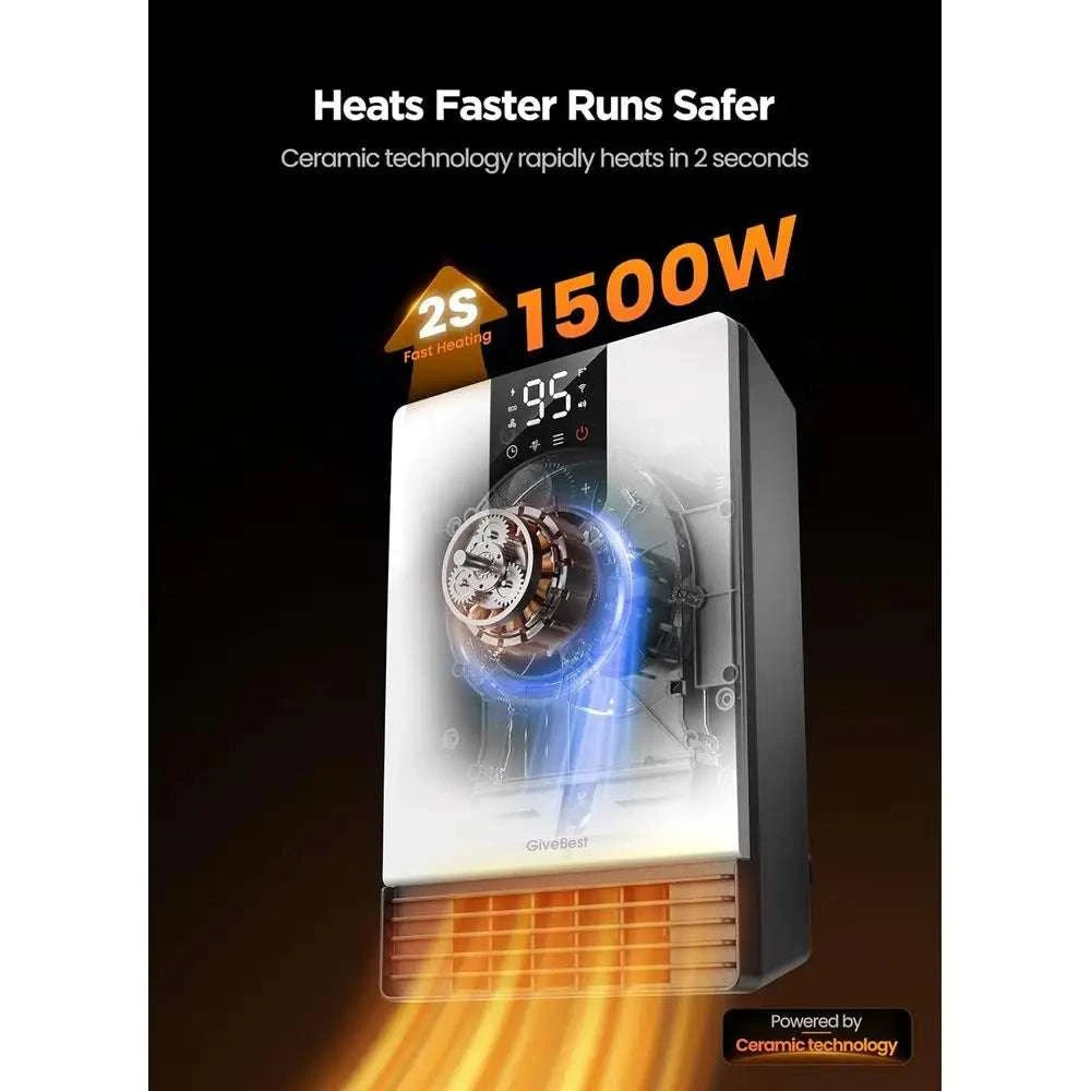 1500W Smart Wall Space Heater with WiFi, Thermostat & Timer-United States