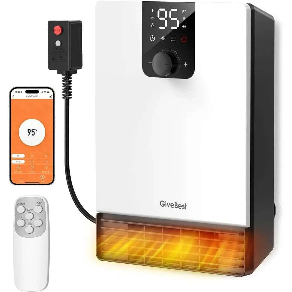 1500W Smart Wall Space Heater with WiFi, Thermostat & Timer-United States