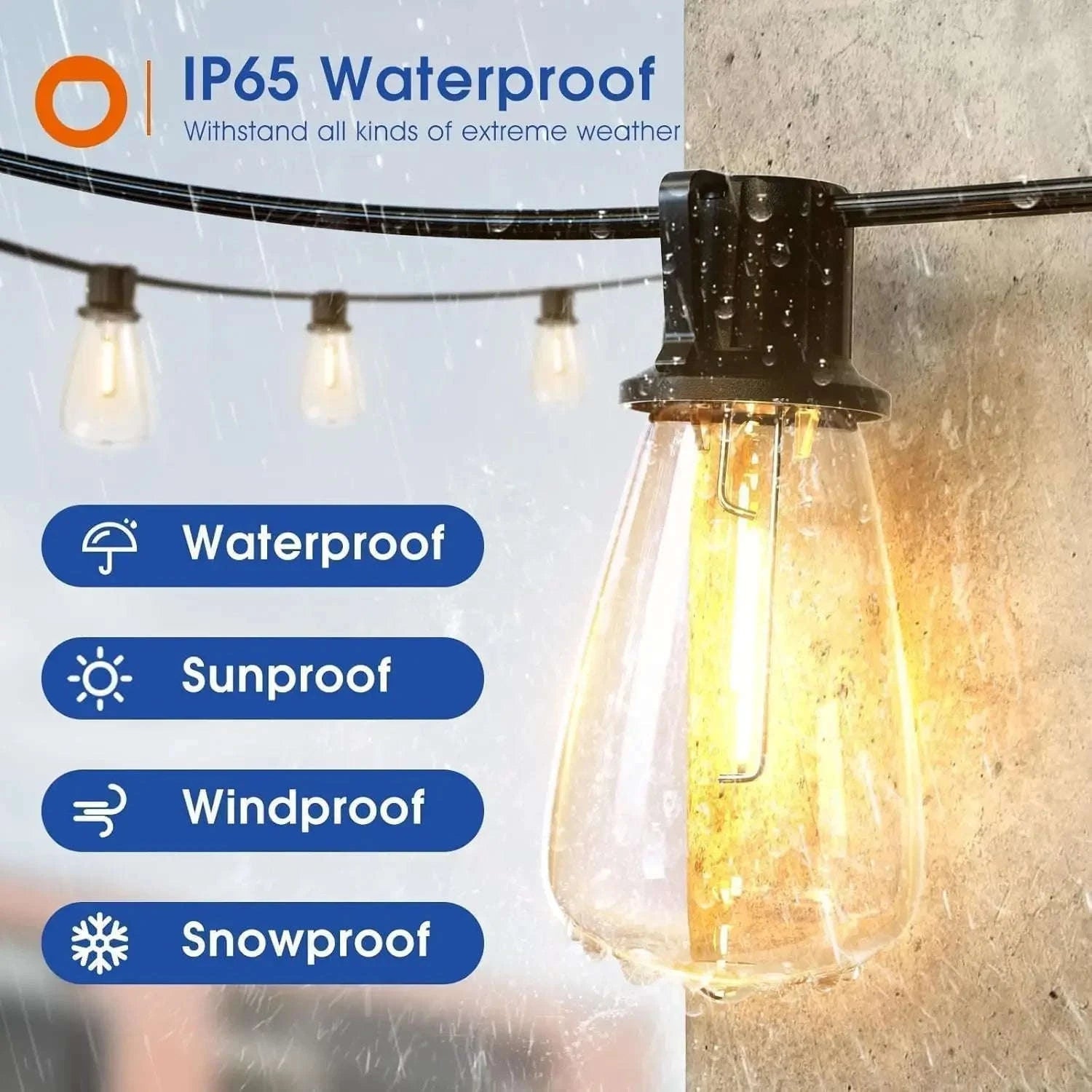 150FT LED Outdoor String Lights Waterproof Patio Lights-200FT 100LED / United States