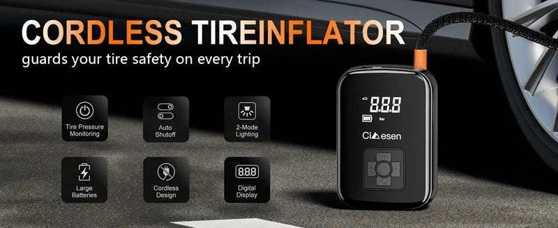 150PSI Wireless Tire Inflator Portable Air Pump for Car & Bike-1Set / Battery Powered / United States