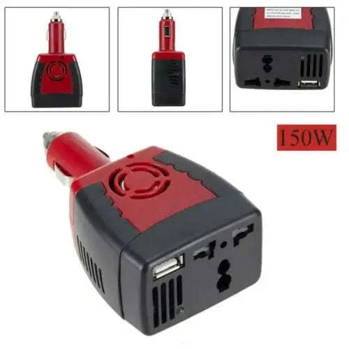 150W Car Power Inverter DC 12V to AC 220V with USB Ports-Default Title