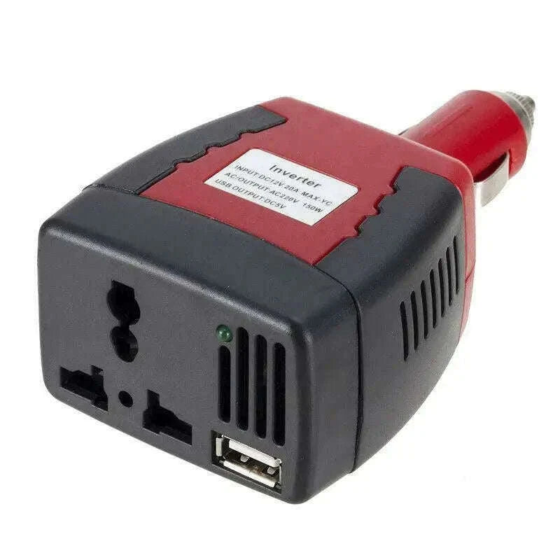 150W Car Power Inverter DC 12V to AC 220V with USB Ports-Default Title