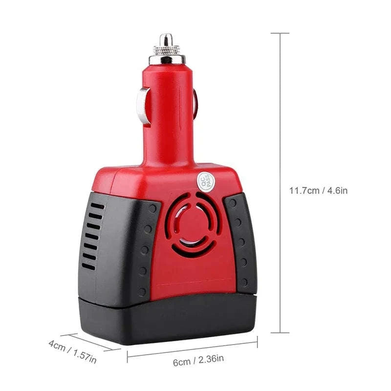 150W Car Power Inverter DC 12V to AC 220V with USB Ports-Default Title