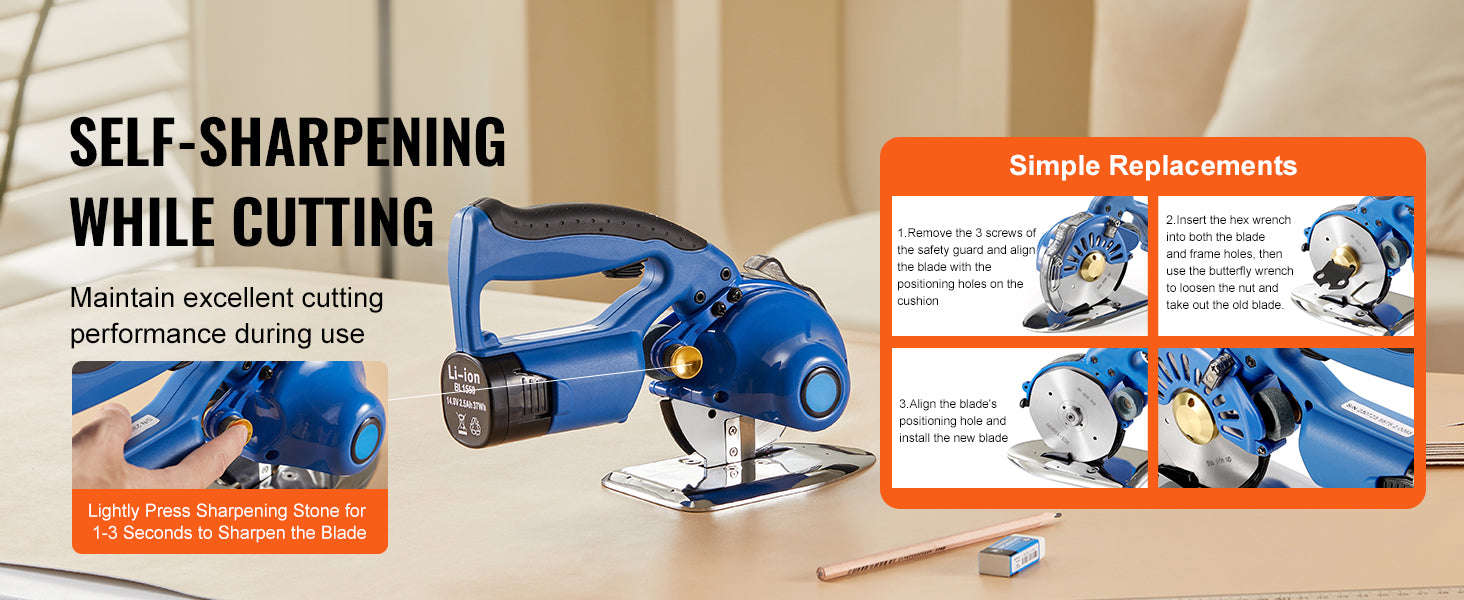 150W Cordless Electric Fabric Cutter, 5-Speed Rotary Cutting Machine-150W 5 Speeds / United States