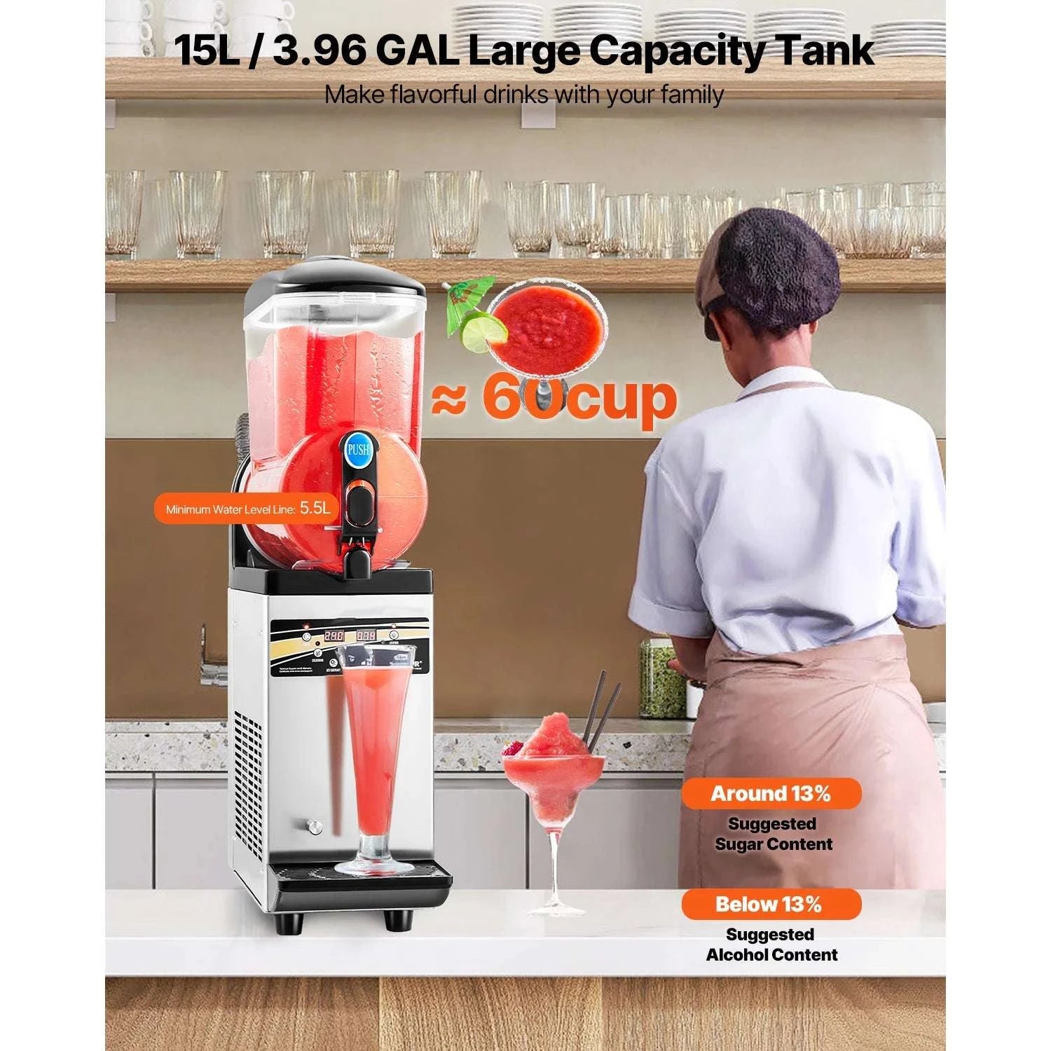 15L Commercial Slushy Machine Single Tank Frozen Drink Maker-spain