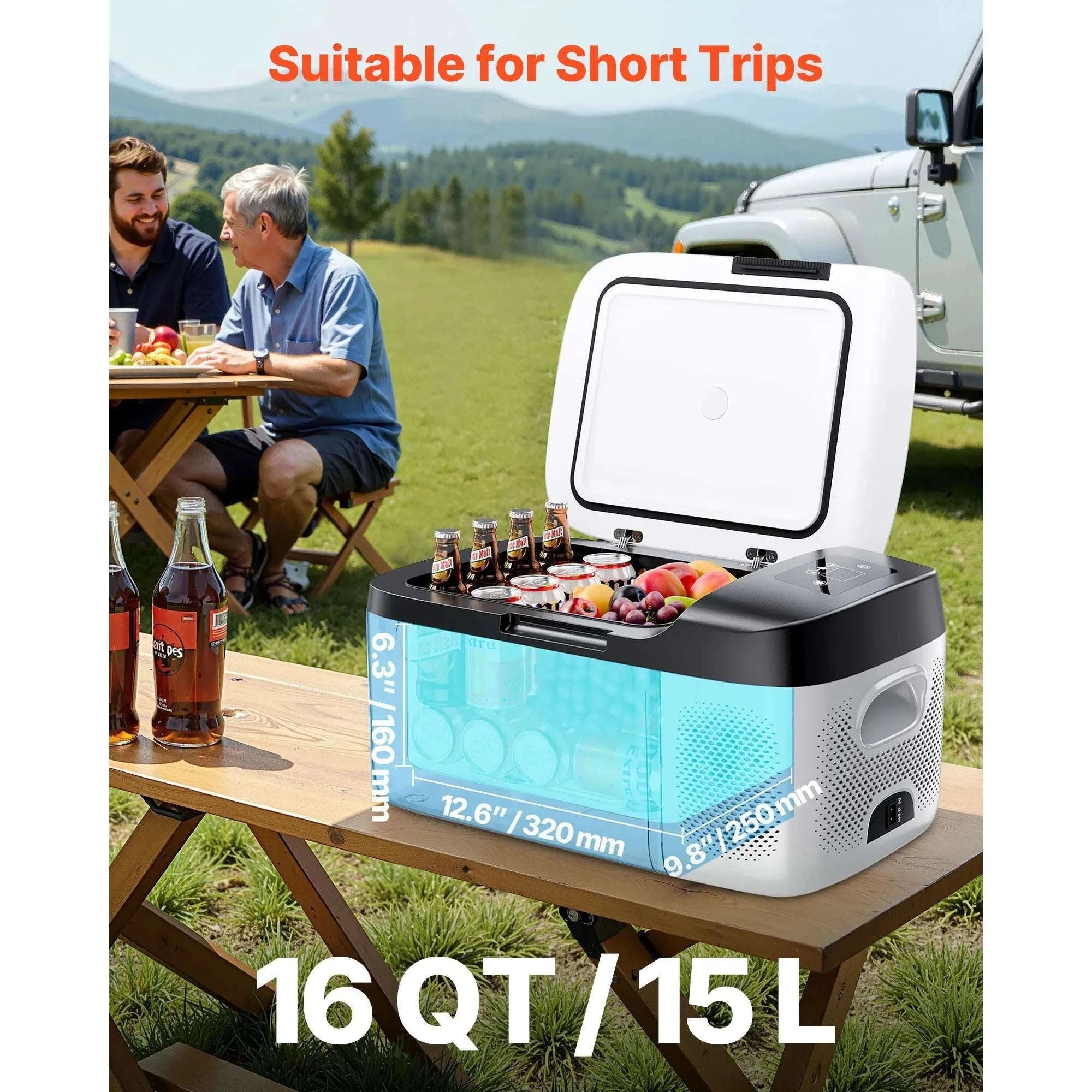 15L Portable Car Fridge Freezer with App Control 12V/24V-Poland