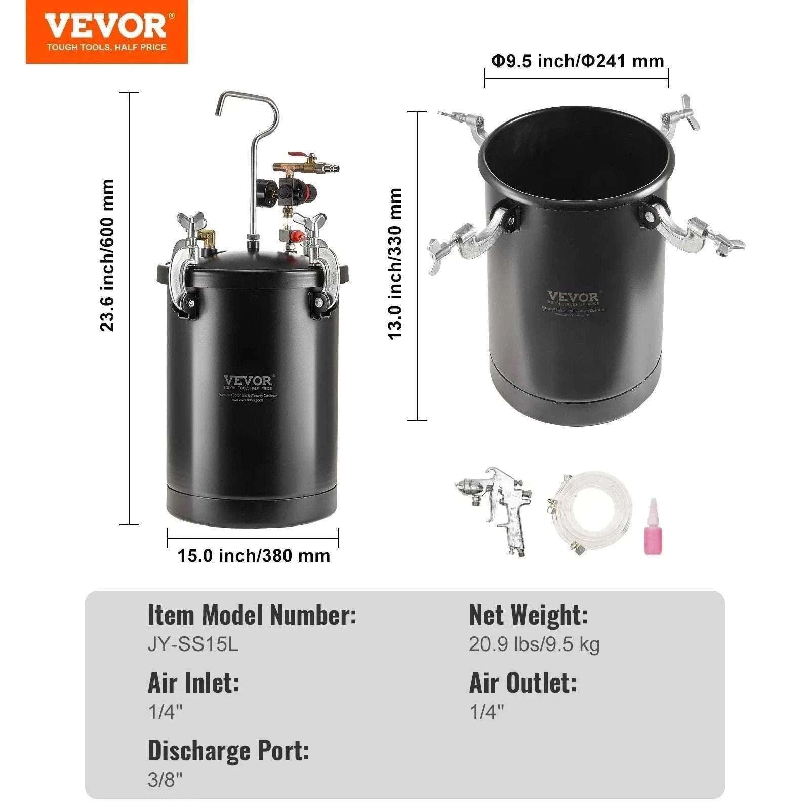 15L Spray Paint Pressure Pot Tank with Gun & Adjustable 60 PSI-20L / spain