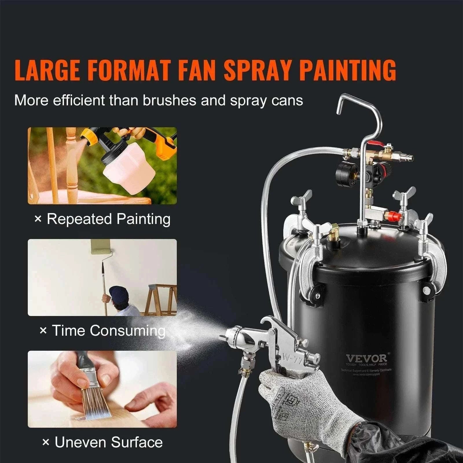 15L Spray Paint Pressure Pot Tank with Gun & Adjustable 60 PSI-20L / spain