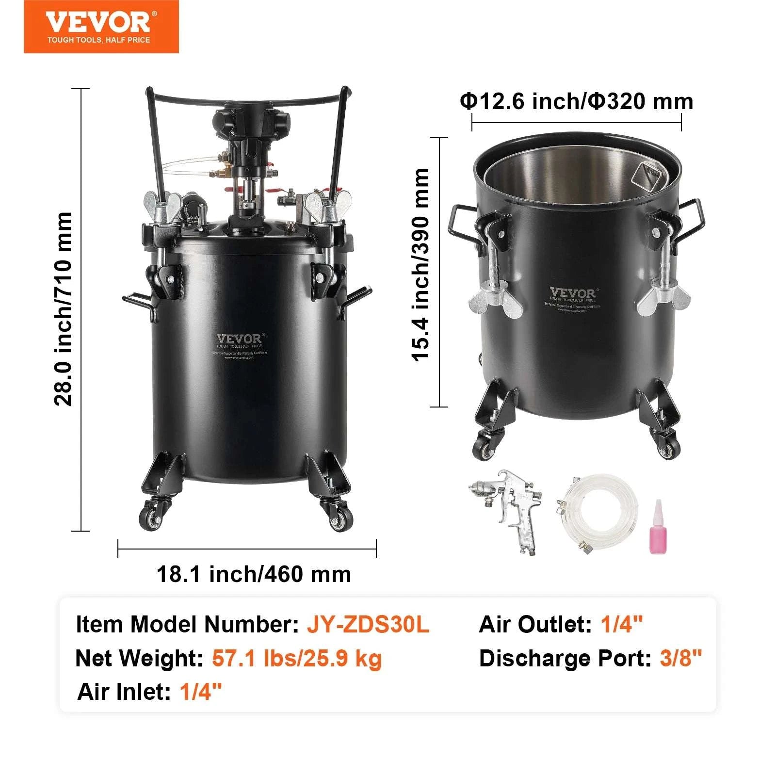 15L Spray Paint Pressure Pot Tank with Gun & Adjustable 60 PSI-20L / spain