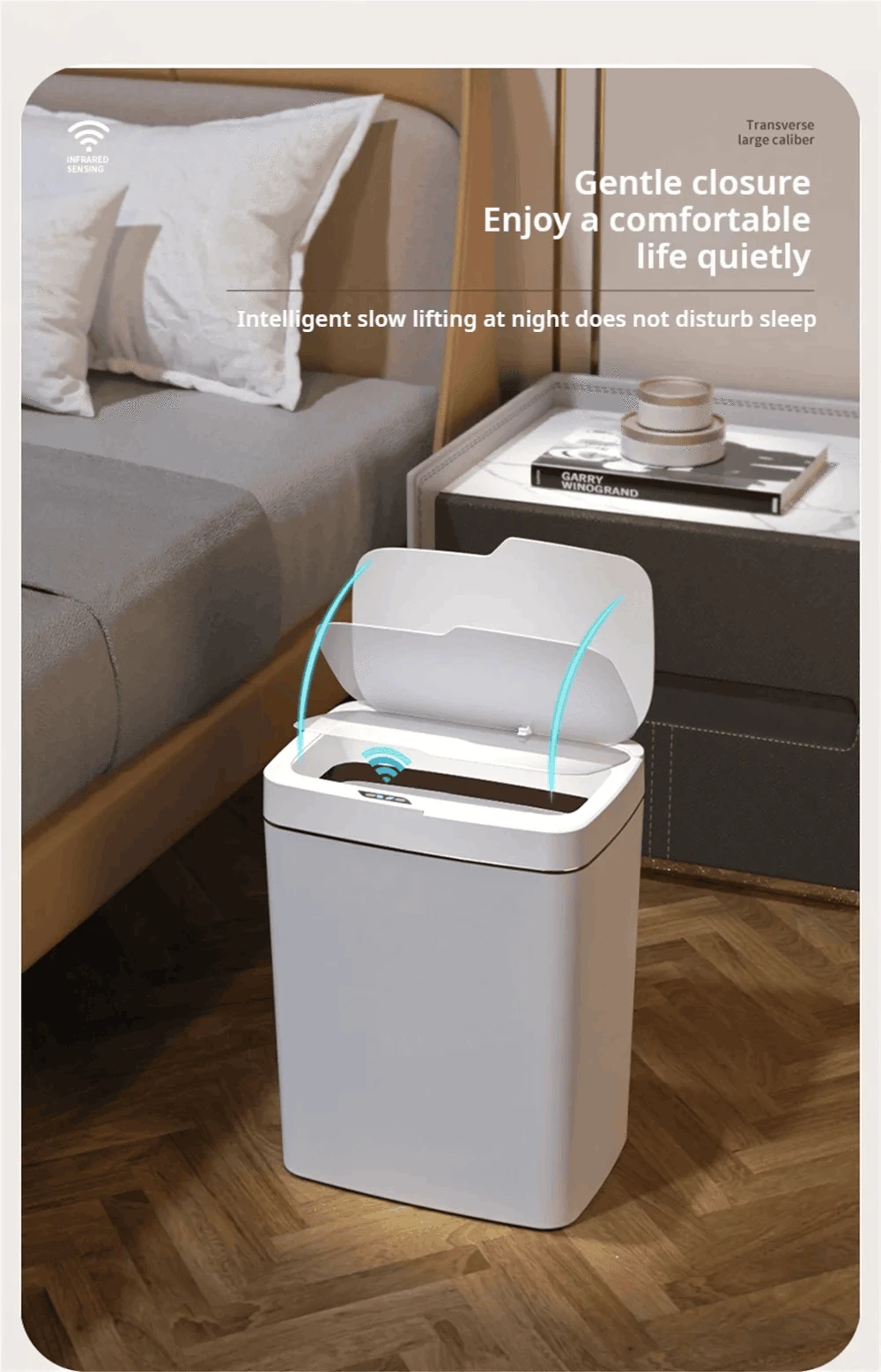 15L Touchless Bathroom Trash Can with Sensor Lid & Auto Bagging-white / 15L