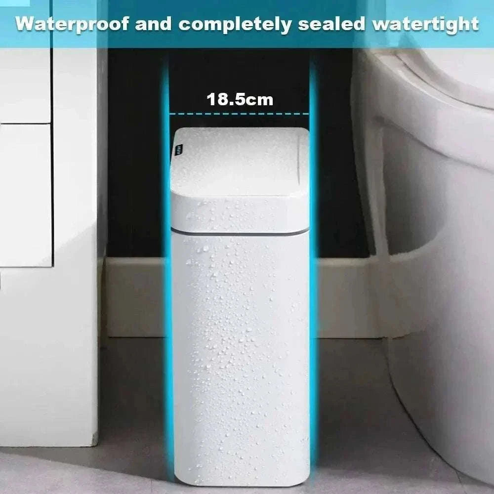 15L Touchless Bathroom Trash Can with Sensor Lid & Auto Bagging-white / 15L