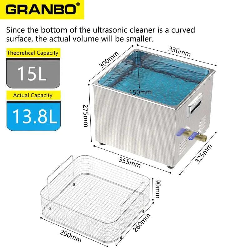 15L Ultrasonic Cleaner 40KHz 360–540W for Precision Parts Cleaning-15L 540W / AU / China Mainland