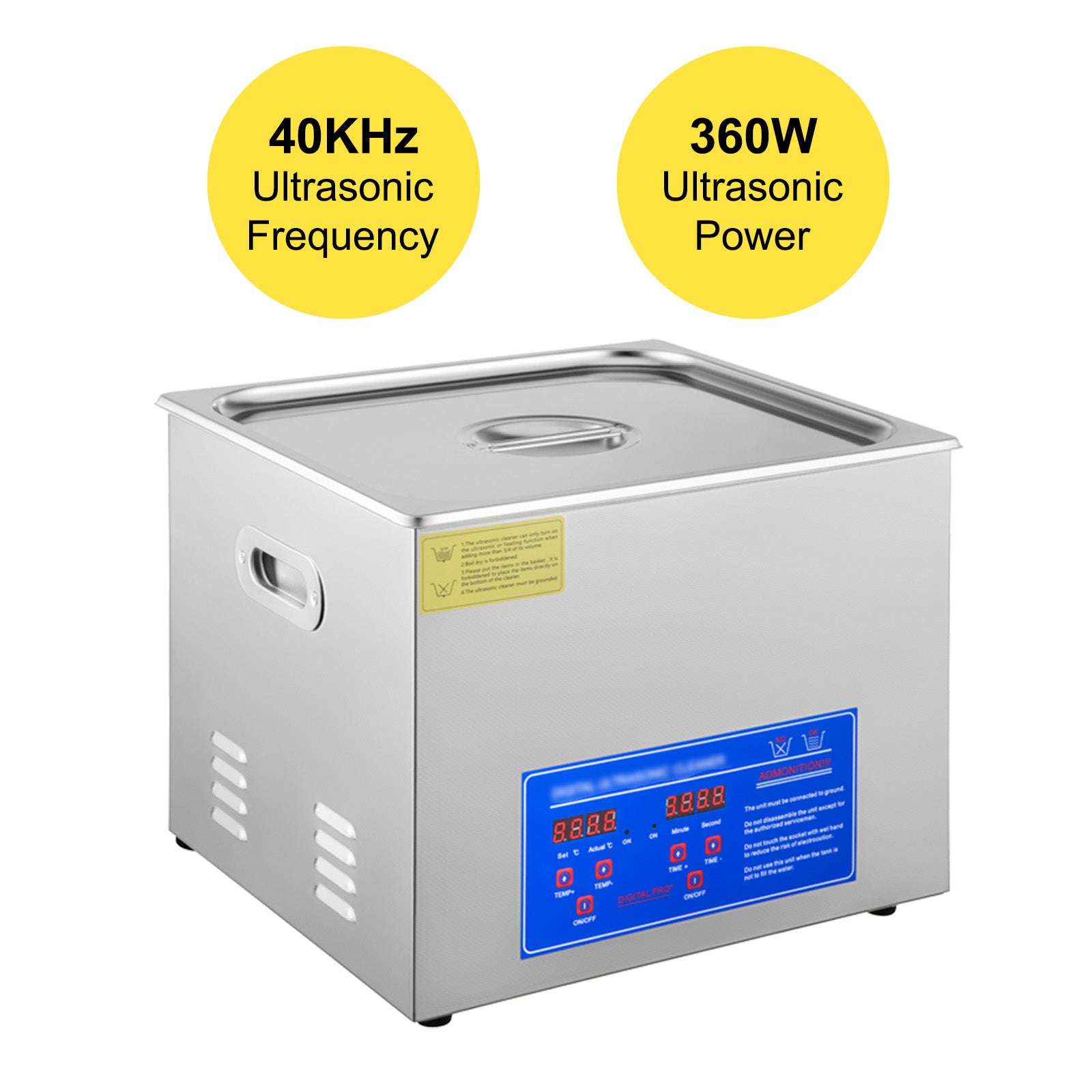 15L Ultrasonic Cleaner 40kHz with Heat & Digital Timer-15L / france