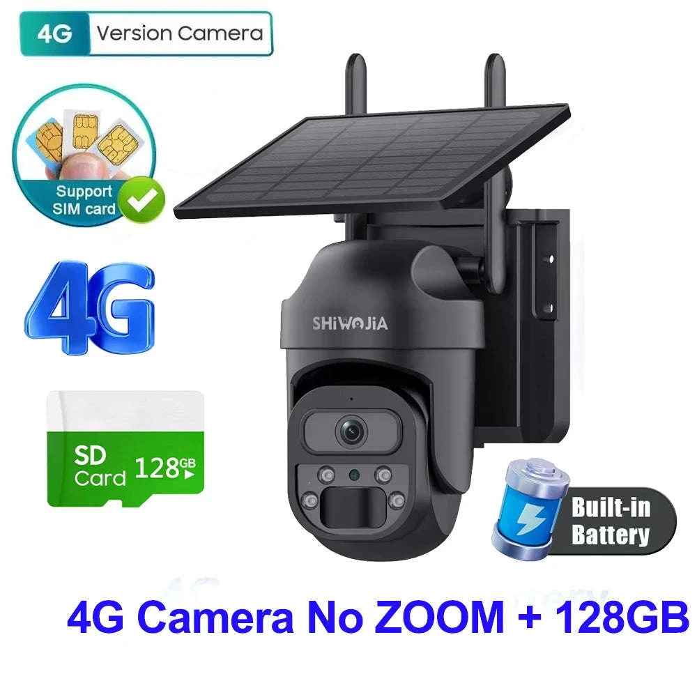15X Zoom Solar 4G PTZ Security Camera 12MP Three-Lens 360 View-4MP 4G 128GB No ZOOM / China Mainland