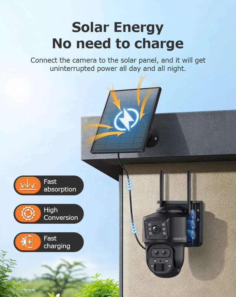 15X Zoom Solar 4G PTZ Security Camera 12MP Three-Lens 360 View-4MP 4G 128GB No ZOOM / China Mainland