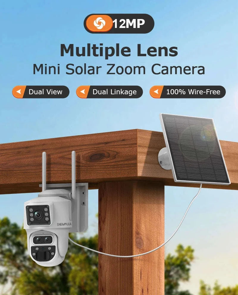 15X Zoom Solar 4G PTZ Security Camera 12MP Three-Lens 360 View-4MP 4G 128GB No ZOOM / China Mainland