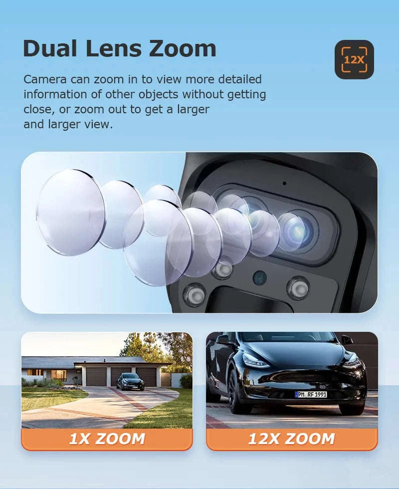 15X Zoom Solar 4G PTZ Security Camera 12MP Three-Lens 360 View-4MP 4G 128GB No ZOOM / China Mainland