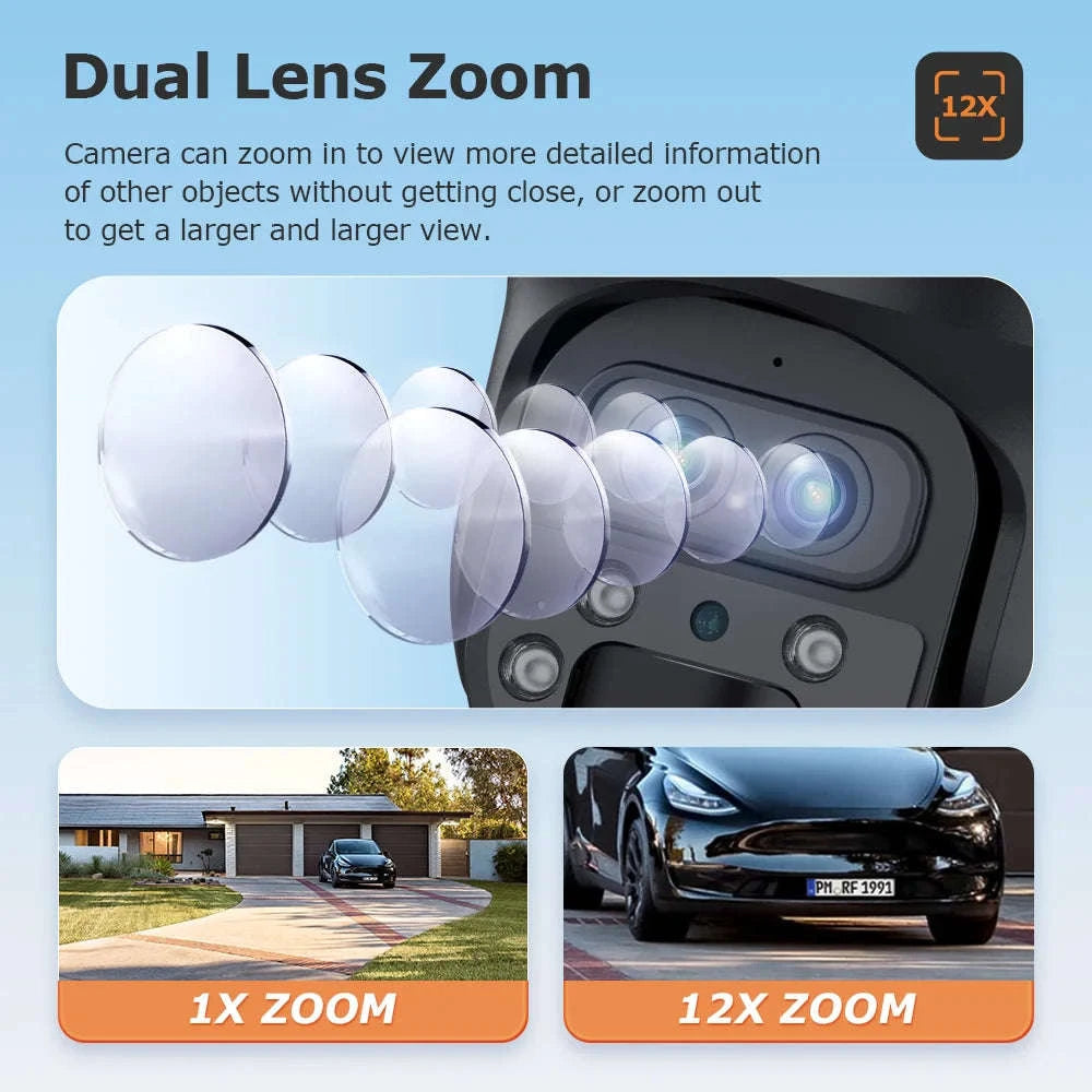 15X Zoom Solar 4G PTZ Security Camera 12MP Three-Lens 360 View-4MP 4G 128GB No ZOOM / China Mainland
