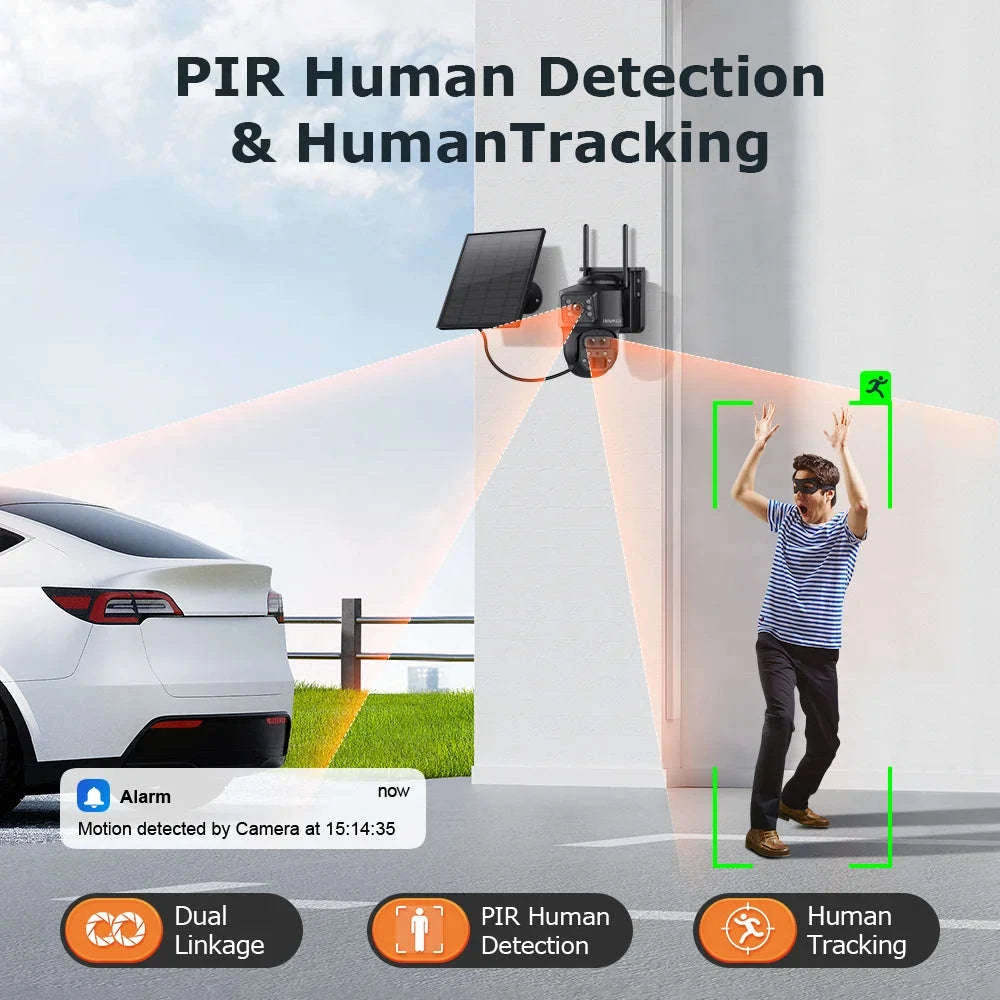 15X Zoom Solar 4G PTZ Security Camera 12MP Three-Lens 360 View-4MP 4G 128GB No ZOOM / China Mainland