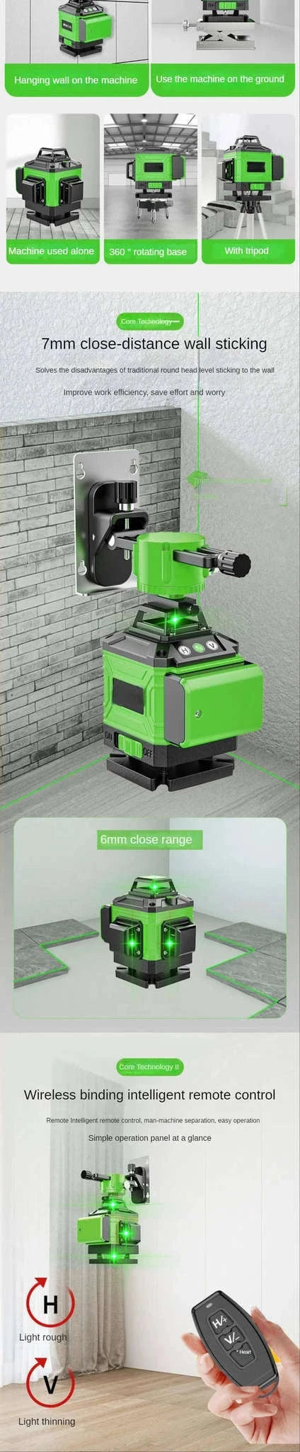 16/12 Lines 4D Green Beam Laser Level for Precise Alignment-Green 8 Line / Poland