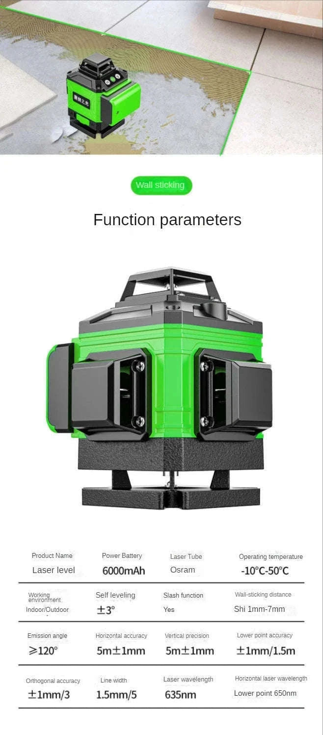 16/12 Lines 4D Green Beam Laser Level for Precise Alignment-Green 8 Line / Poland