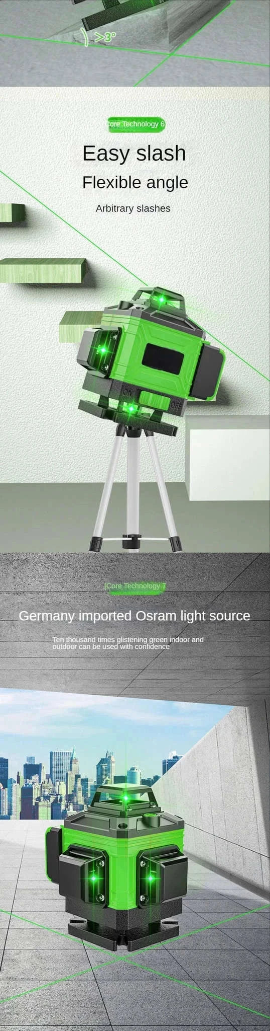 16/12 Lines 4D Green Beam Laser Level for Precise Alignment-Green 8 Line / Poland