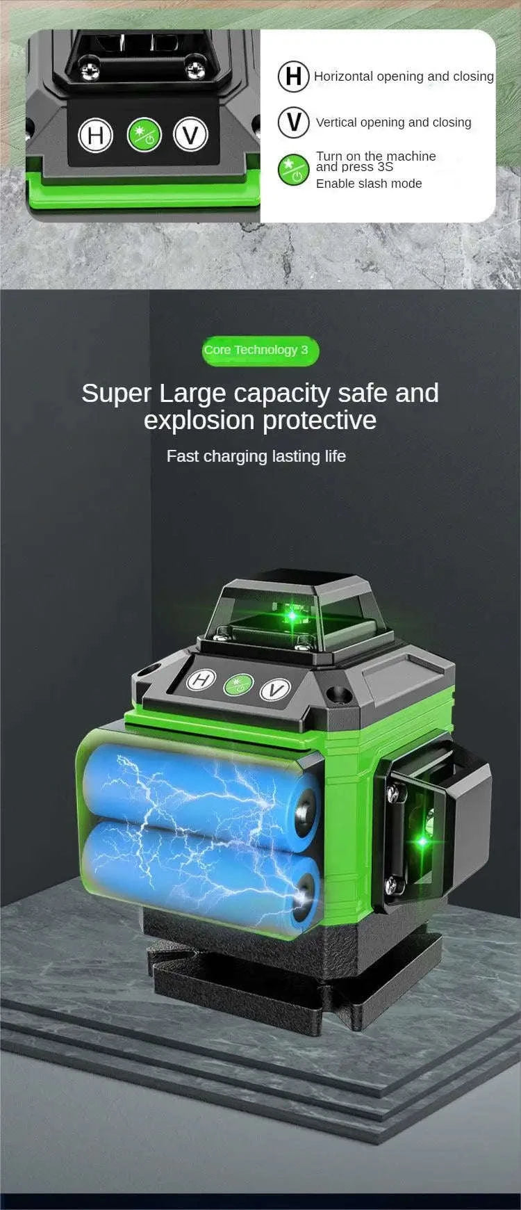 16/12 Lines 4D Laser Level with Powerful Green Beam-Green 8 Line / Poland