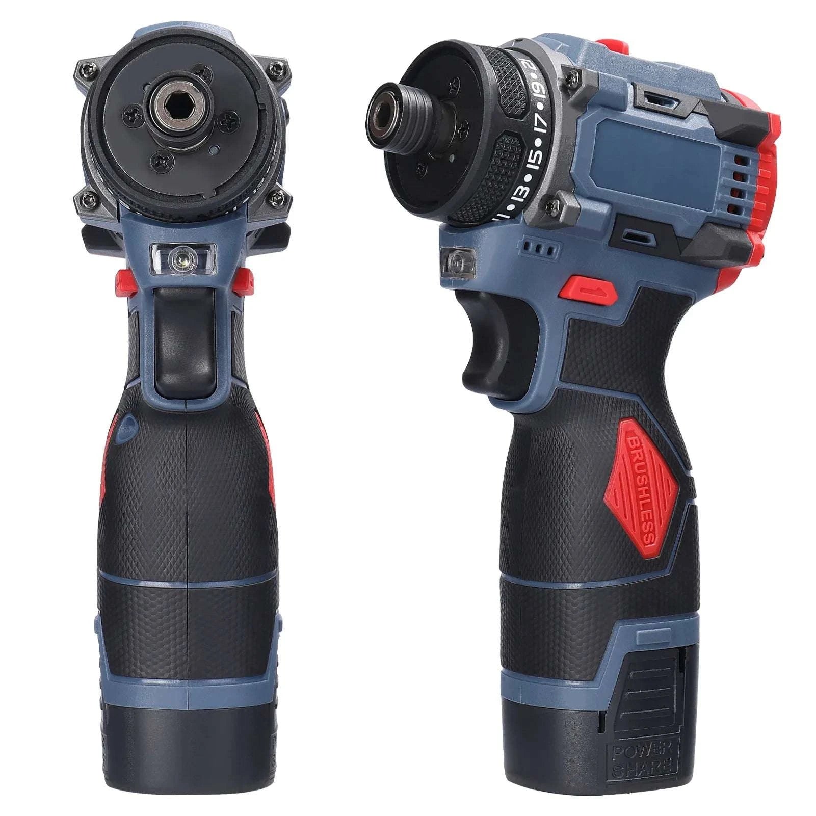 16.8V Cordless Drill & Electric Screwdriver 45Nm Brushless Power Tool-2 pcs Batteries / france / EU