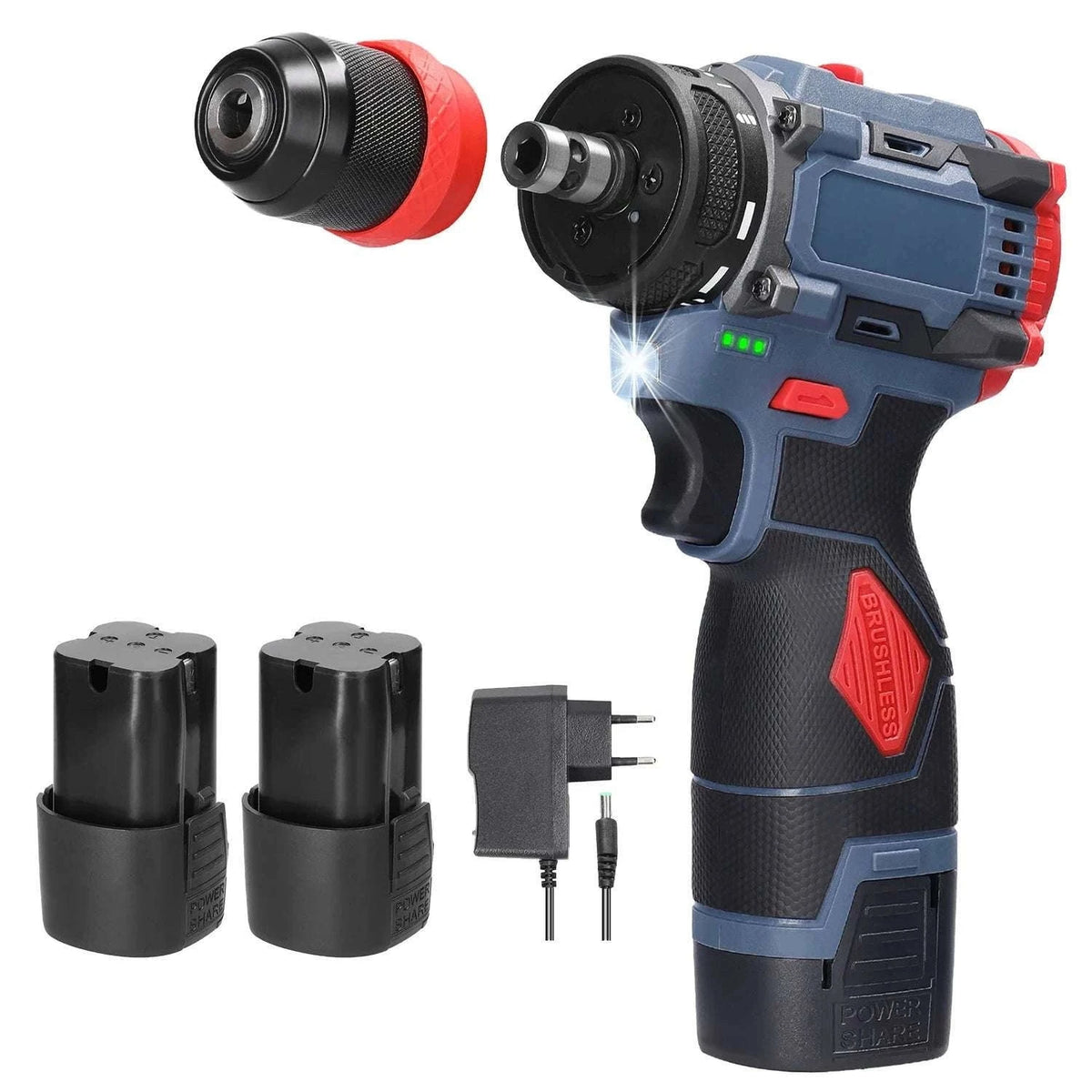 16.8V Cordless Drill & Electric Screwdriver 45Nm Brushless Power Tool-2 pcs Batteries / france / EU