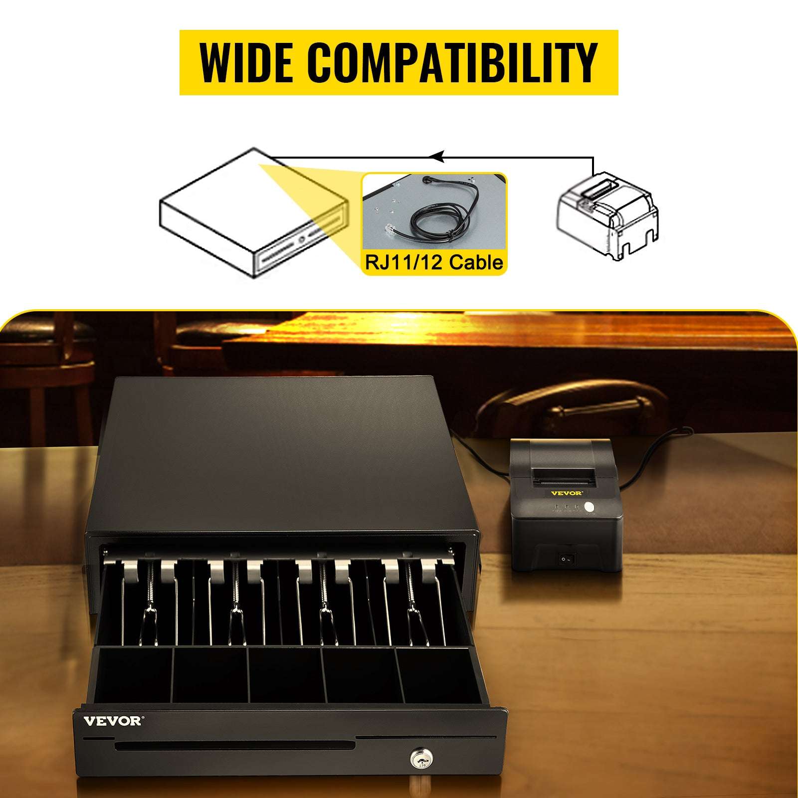 16" Cash Register Drawer for POS with Lock & Coin Tray-5 Bill 8 Coin / CZECH REPUBLIC