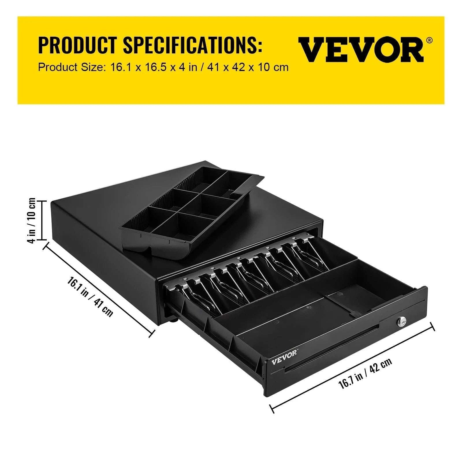 16" Cash Register Drawer for POS with Lock & Coin Tray-5 Bill 8 Coin / CZECH REPUBLIC