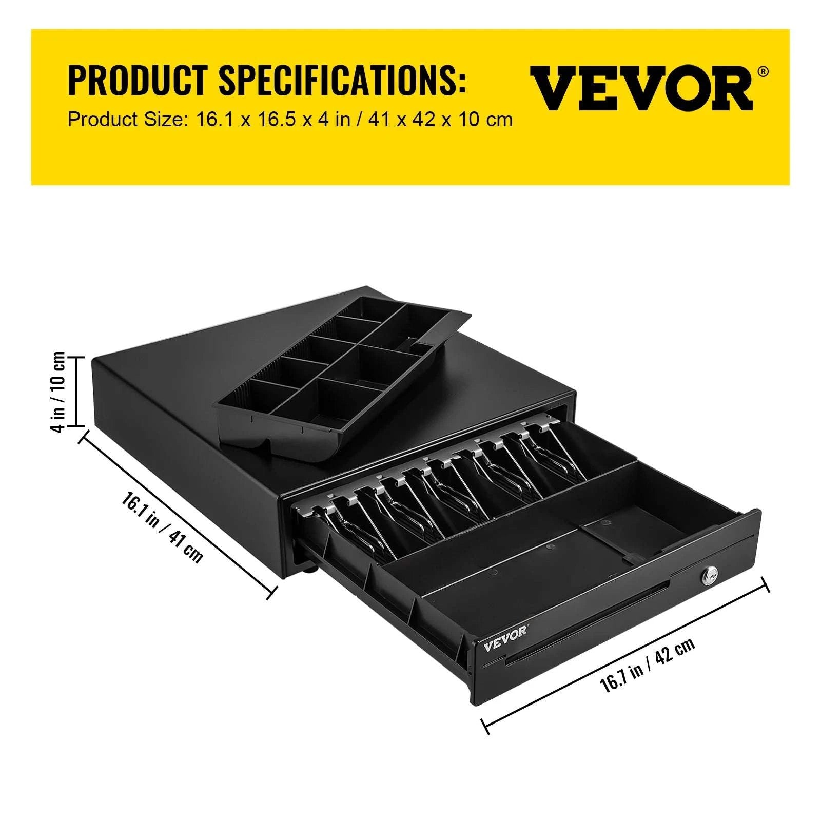 16" Cash Register Drawer for POS with Lock & Coin Tray-5 Bill 8 Coin / CZECH REPUBLIC
