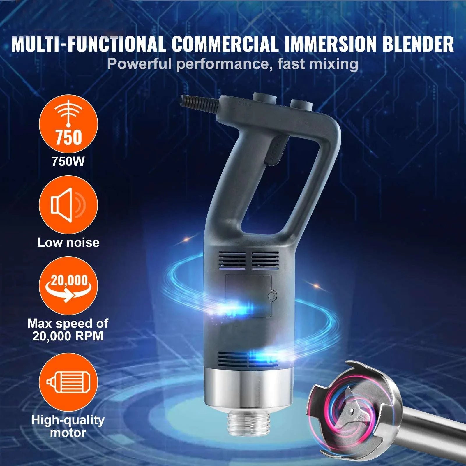 16" Commercial Immersion Blender 750W Heavy Duty Hand Mixer-750w16in / United States