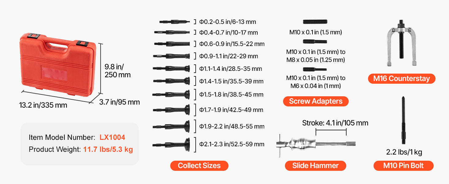 16-in-1 Blind Hole Bearing Puller Set with 10 Split Collets-16-in-1 / United States