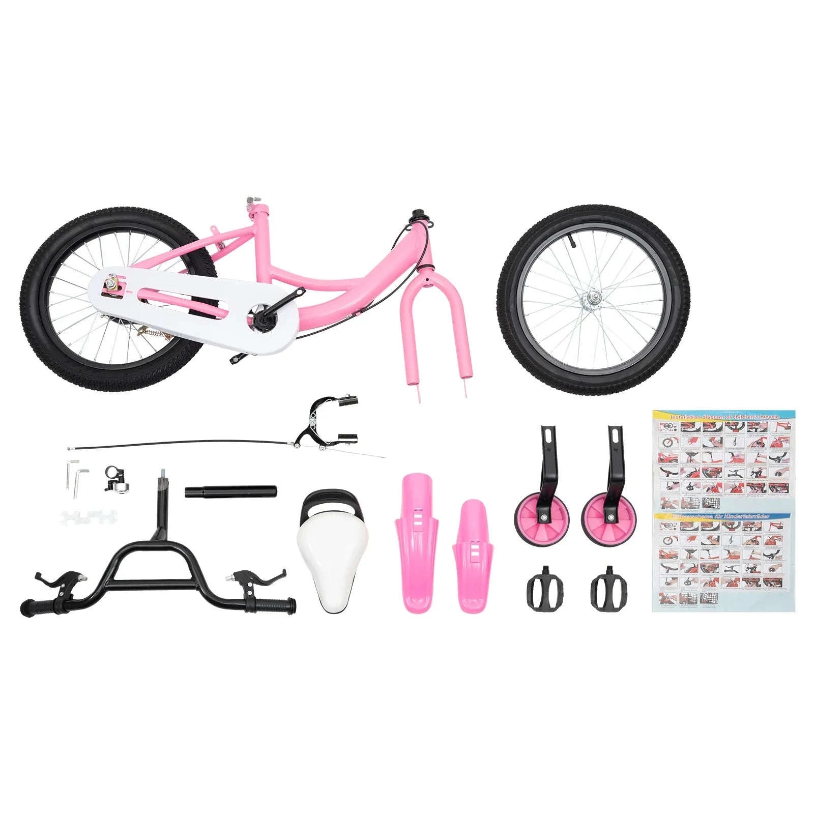 16-Inch Kids Bike Adjustable Height with Dual Brakes-Pink / GERMANY